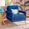 Baxton Studio Leland Glam and Luxe Navy Blue Velvet Fabric and Gold Finished Armchair 182-11446-Zoro - alternate 2